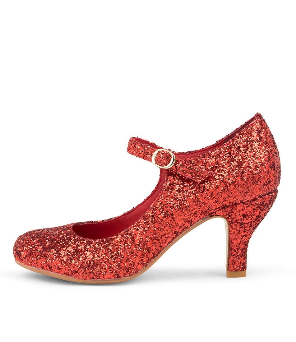 MAJESTIC RED GLITTER HEELED PUMPS