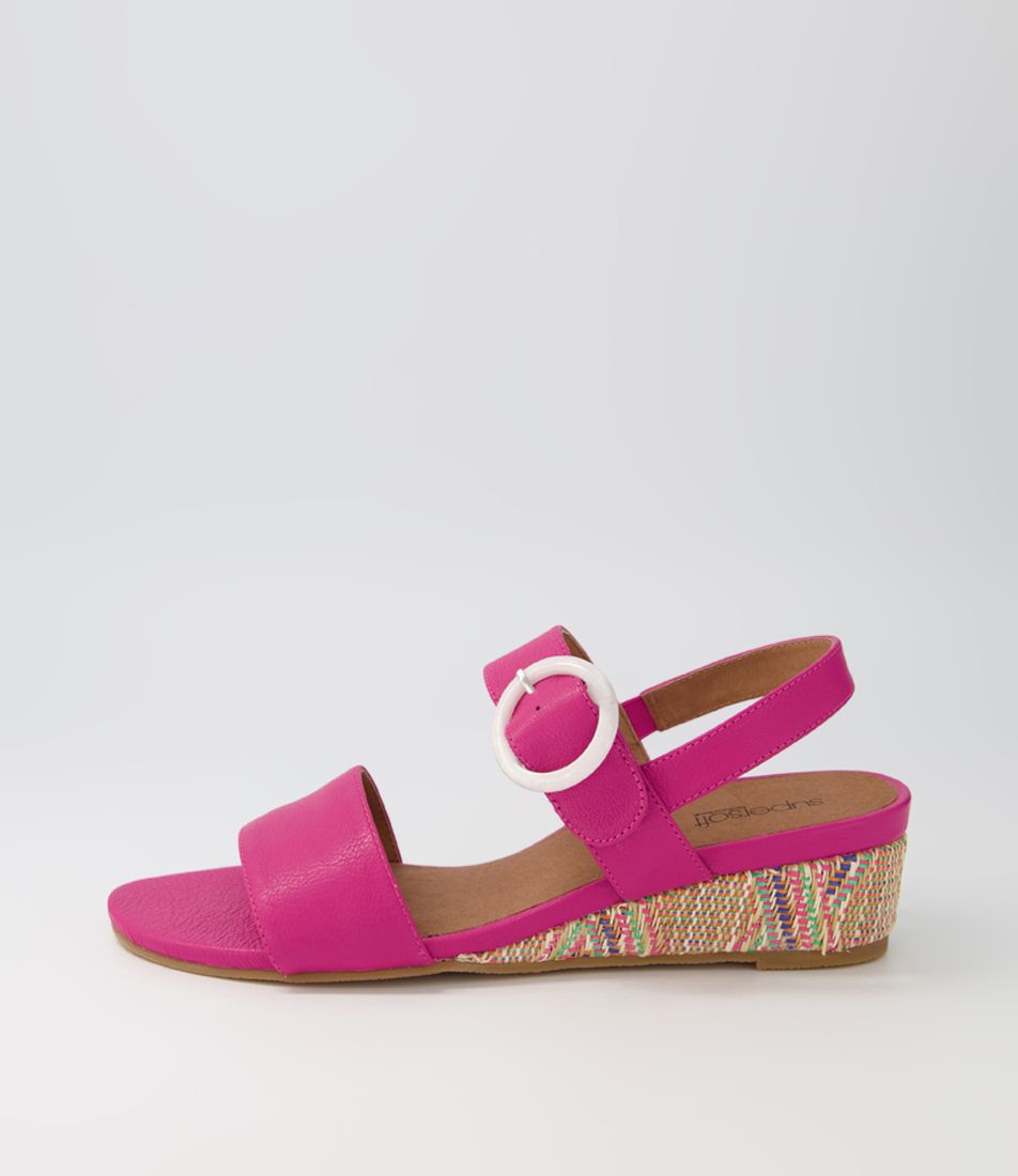 Grow Fuchsia Leather Syn Raffia Sandals