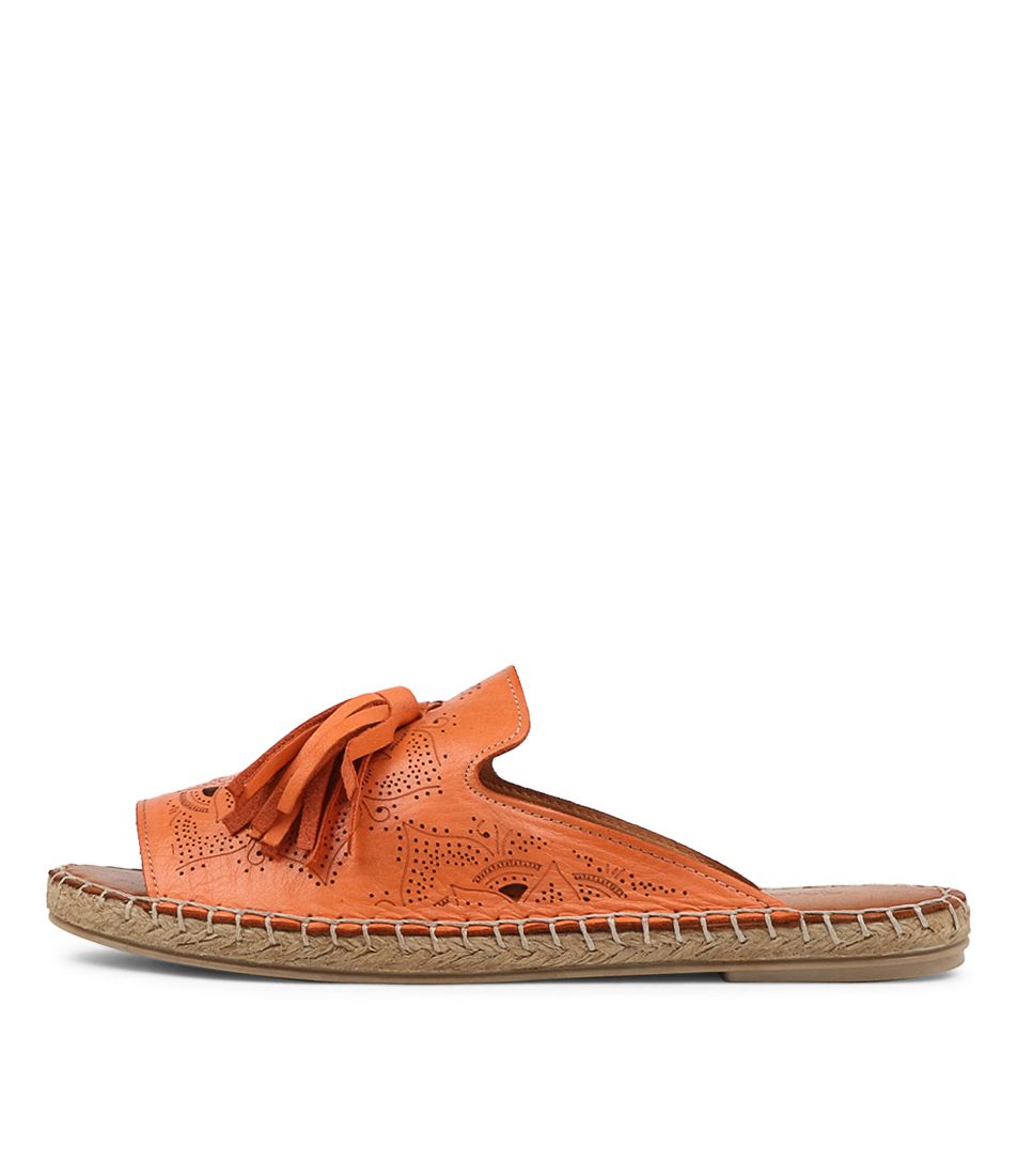 Porla Orange Leather Sandals