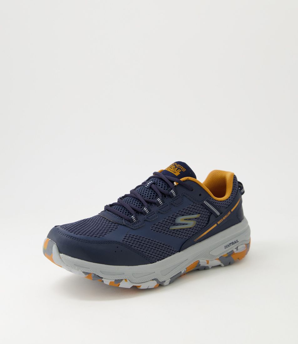 Go Run Trail A Navy Multi Mesh Lace Up Flats