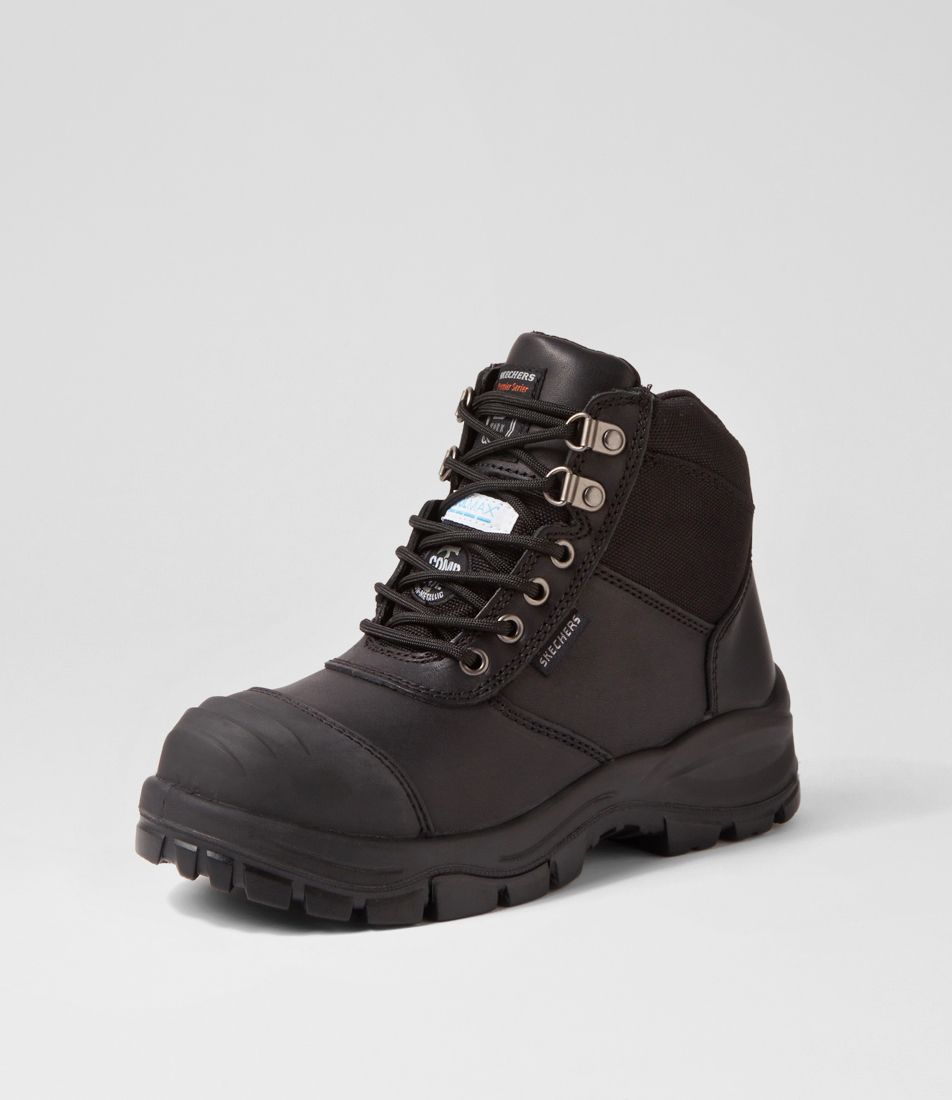 Comp Toe  Black Leather Mesh Work Boots