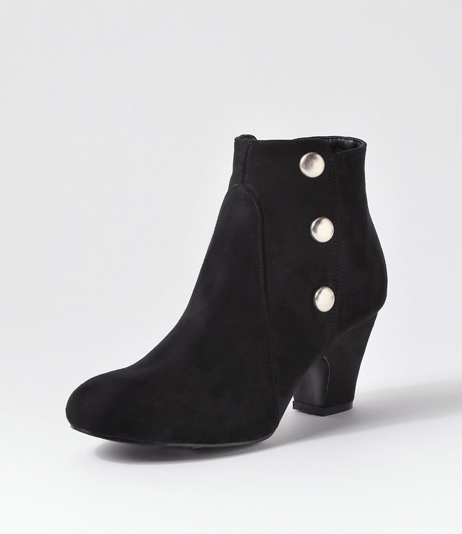 Seashe Black Microsuede Ankle Boots
