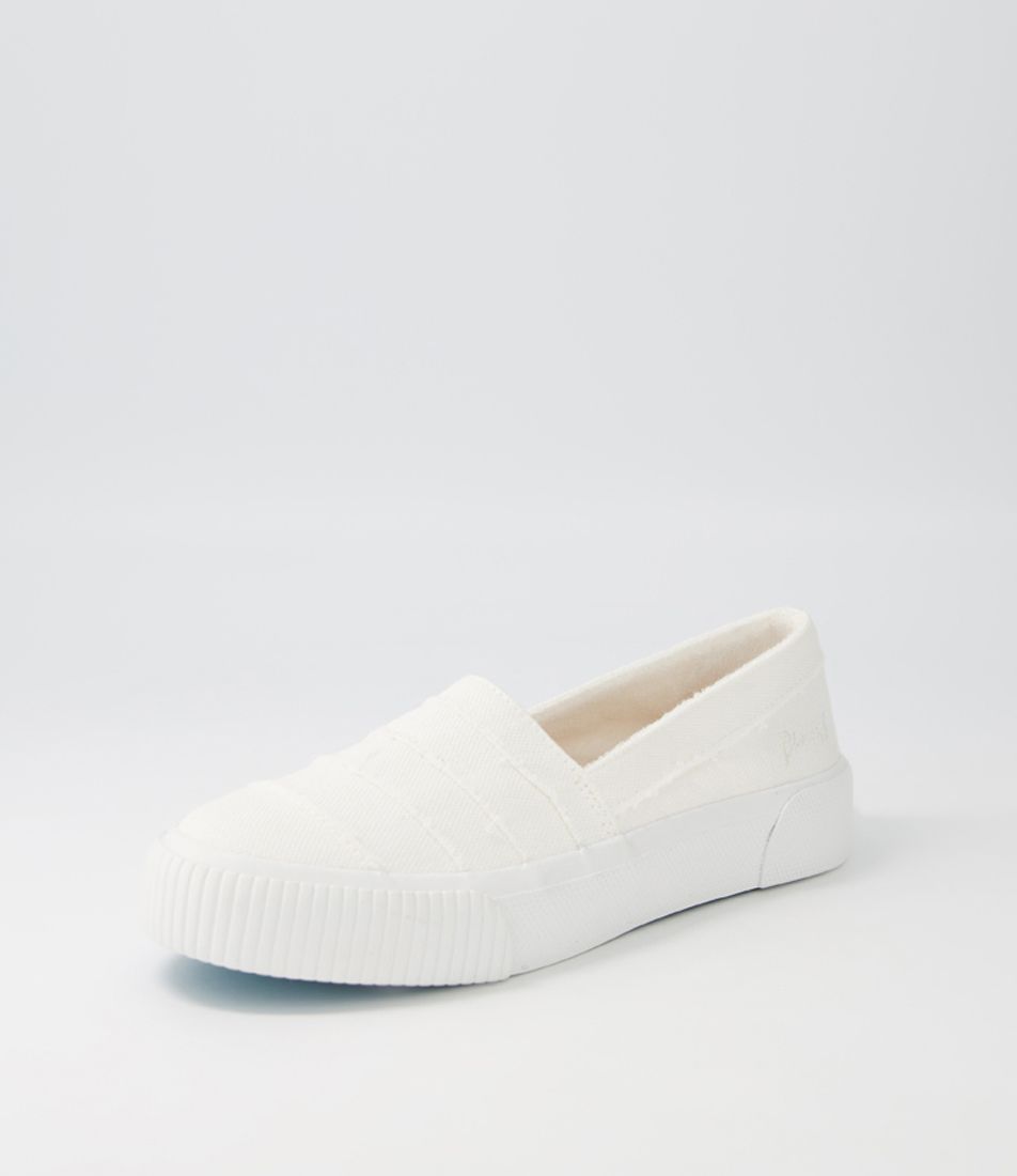 Carter White Smoked Canvas Flat Shoes
