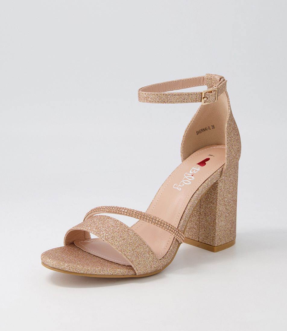 Shernai Pale Gold Glitter Sandals