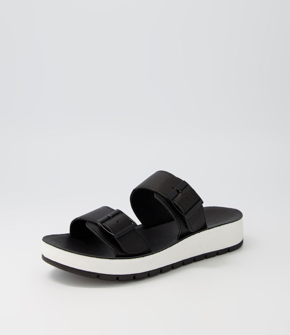 Kaytlin Black Leather Slides