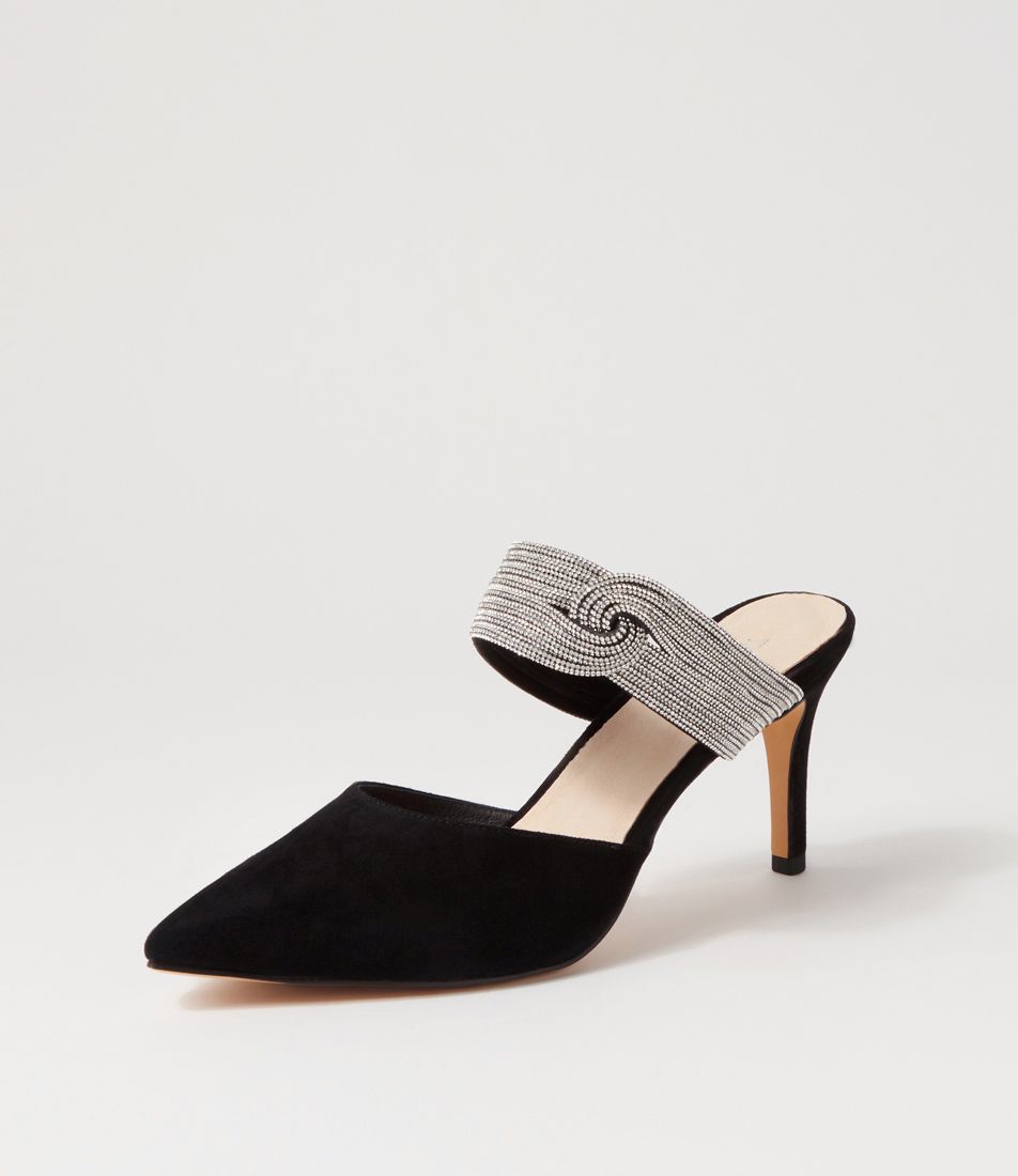 Barletta Black Suede Jewels Mules