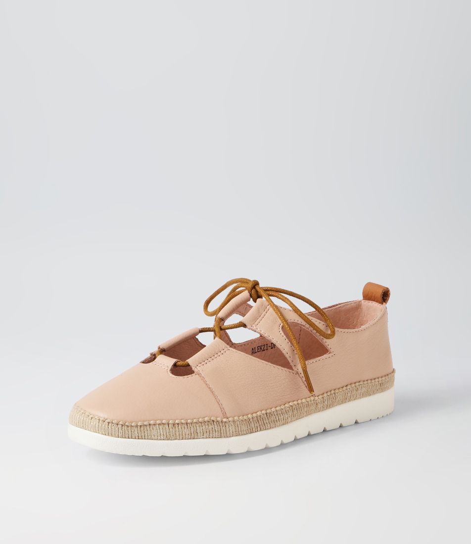 Alekzi Dark Nude Dark Tan Leather Flat Shoes