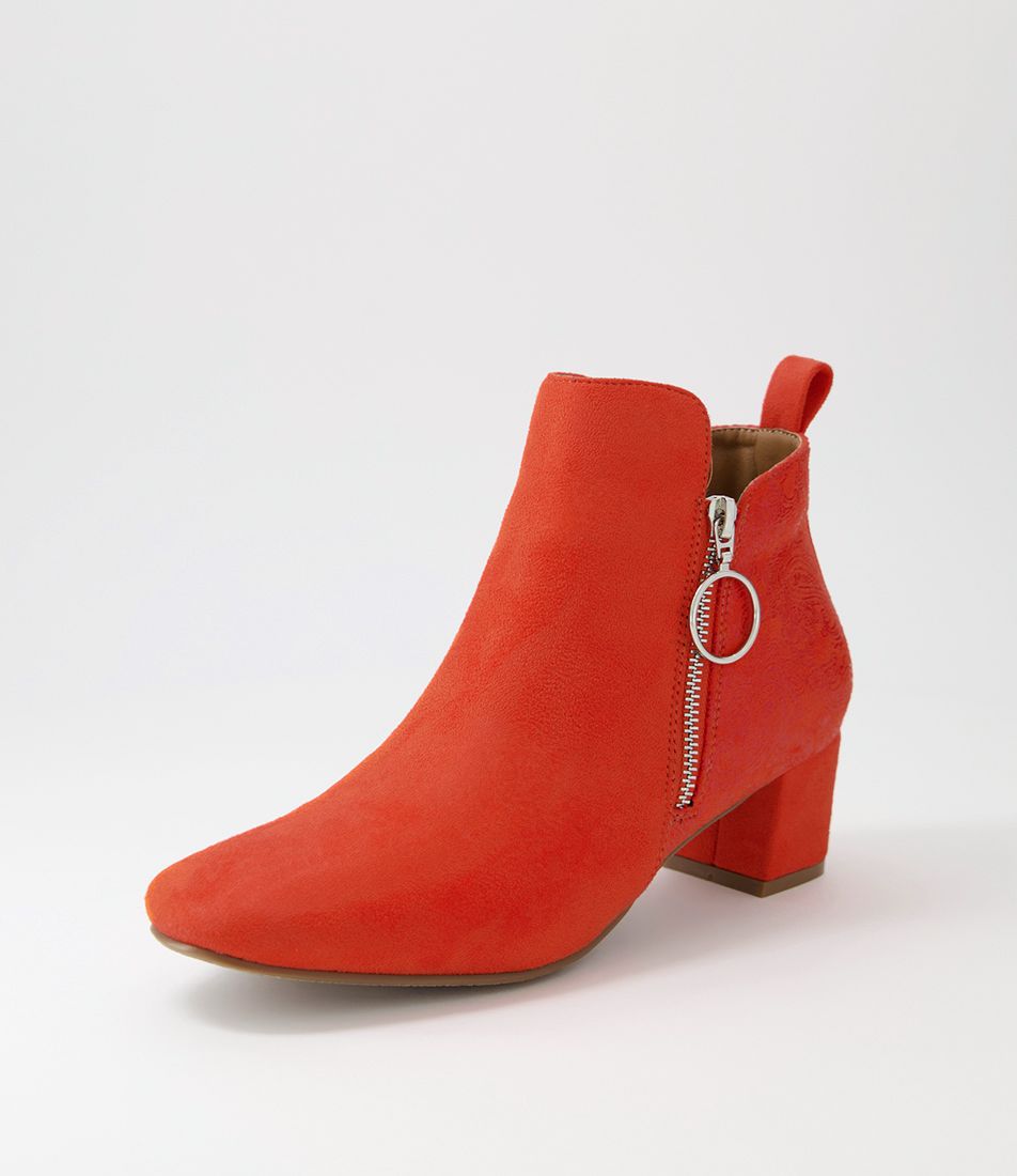Hesta Orange Microsuede Ankle Boots