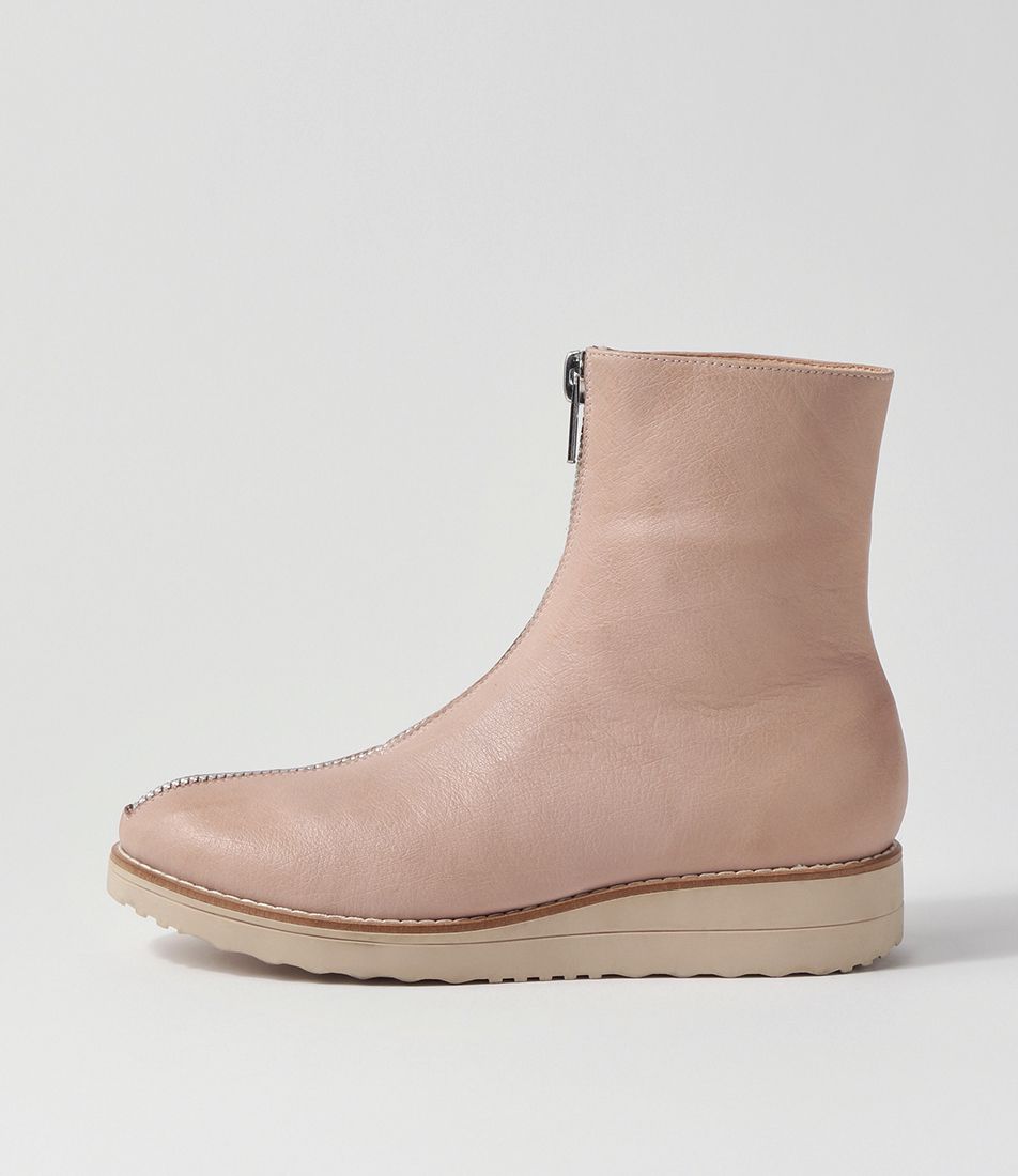 Oseda Cafe Nude Leather Ankle Boots