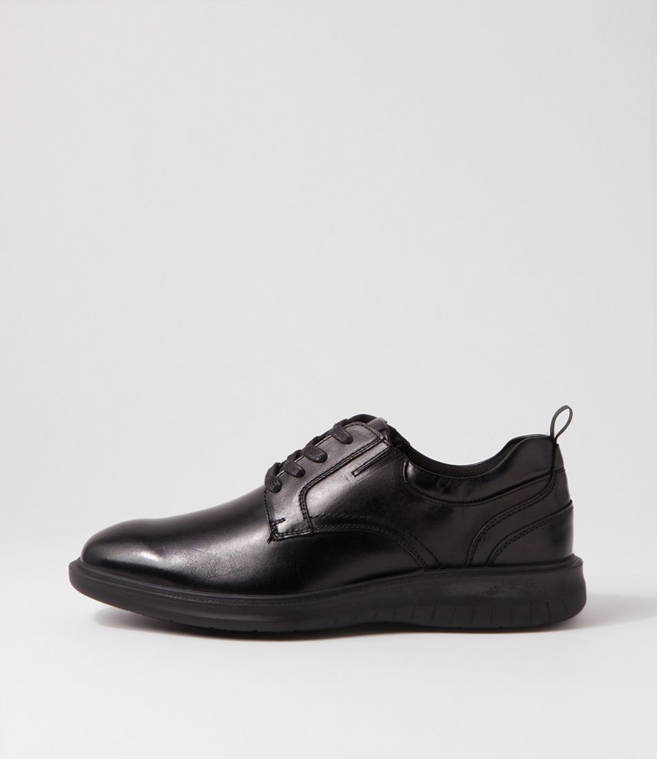 Regan Black Leather Lace Up Flats