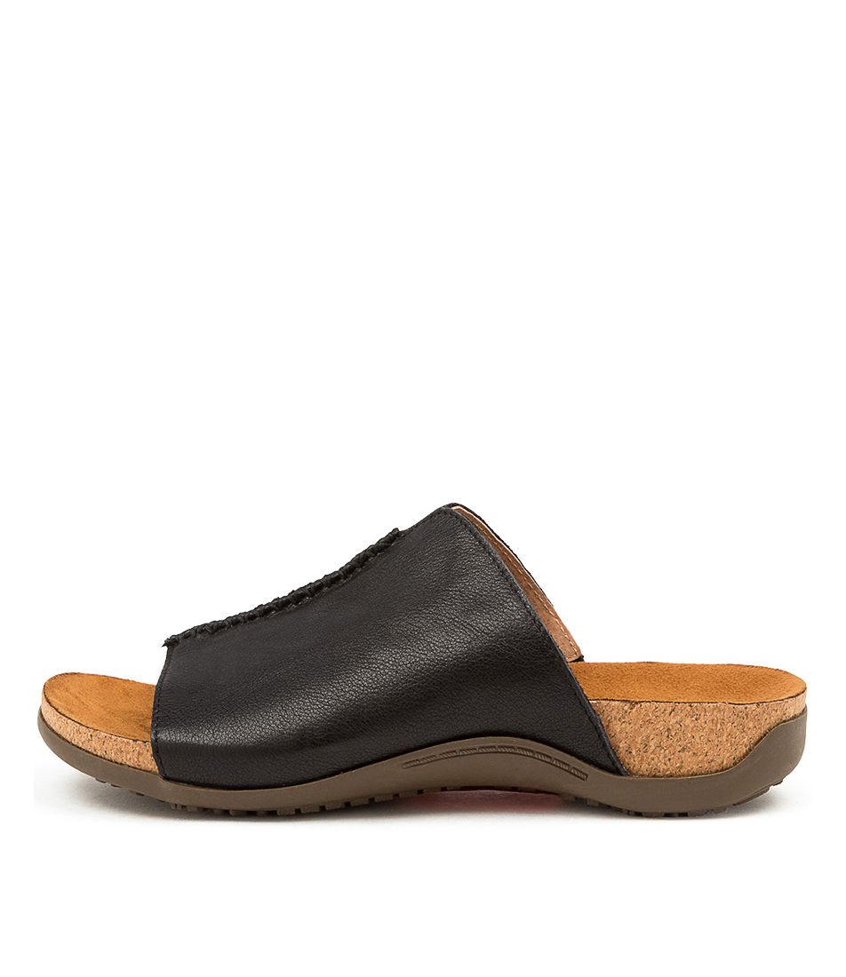 Edif Black Leather Slides