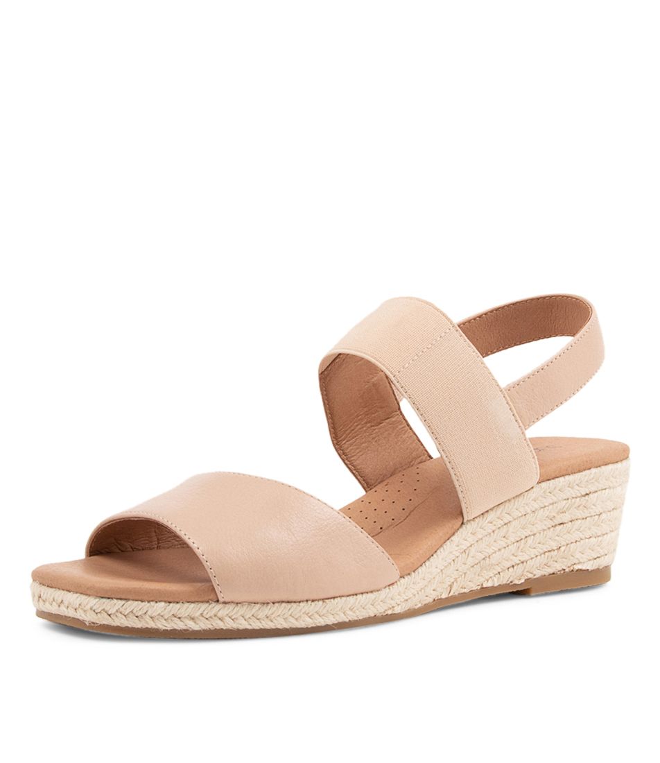 Zallena Dark Nude Leather Elastic Sandals