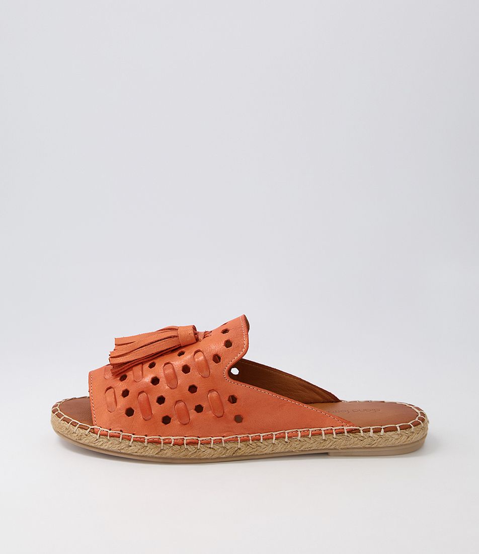 Pilette Orange Leather Espadrilles
