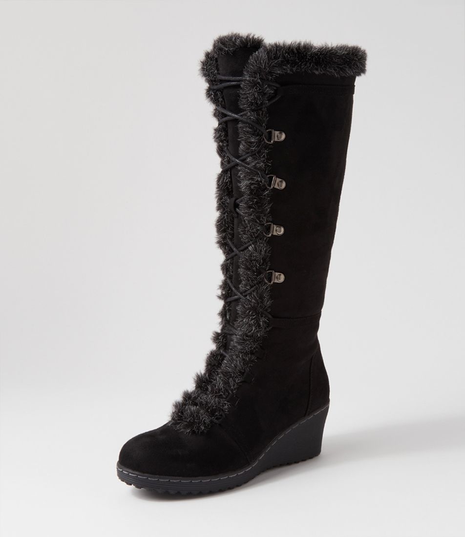Tommilee Black Microsuede Knee High Boots