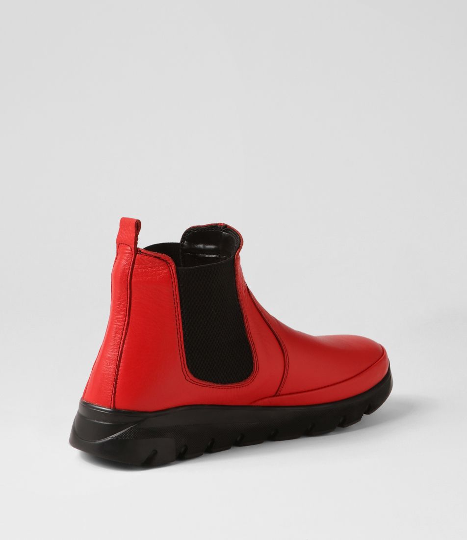 Aliza Red Leather Chelsea Boots