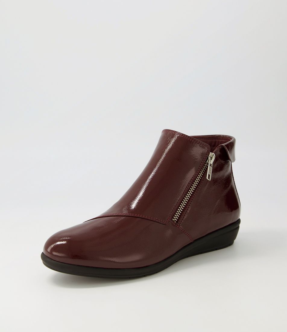 Feyre2 Wine Crinkle Patent Ankle Boots