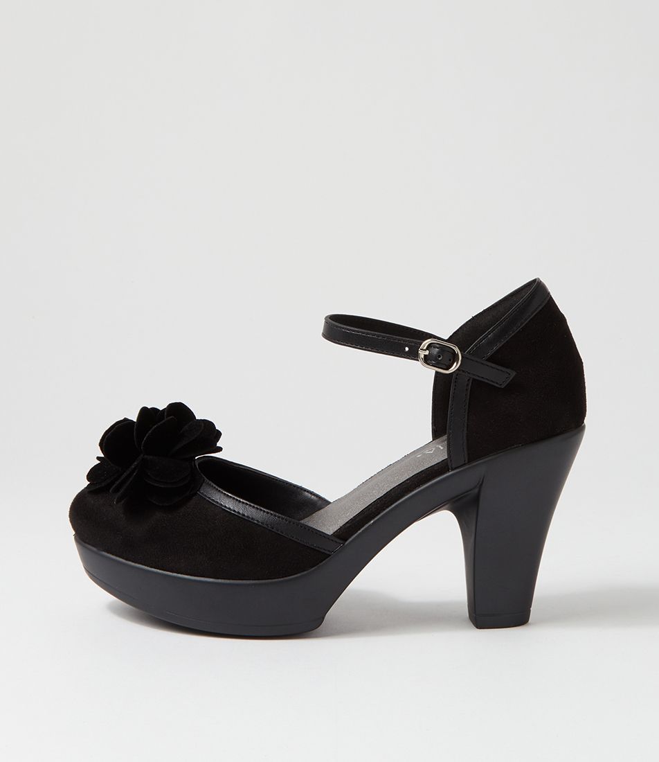 Winnet Black Microsuede Heels