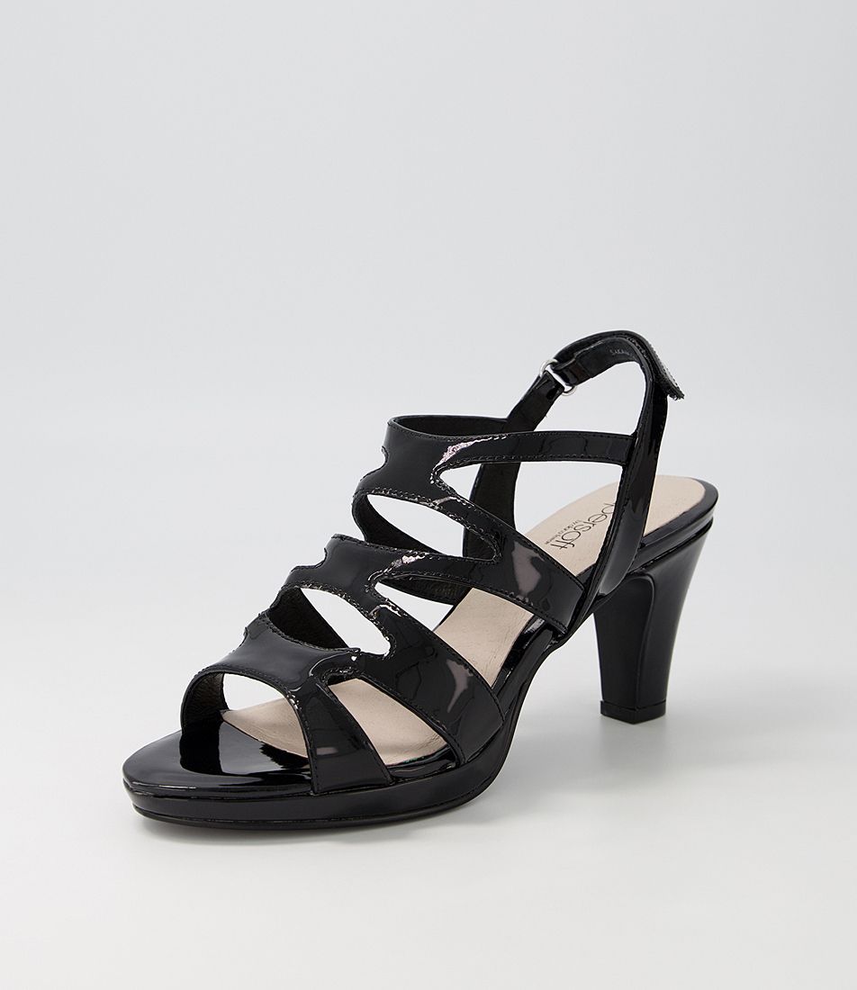 Sakana Black Patent Leather Sandals