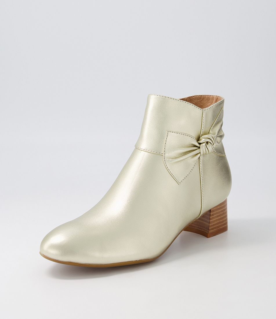Karate Pale Gold Leather Ankle Boots