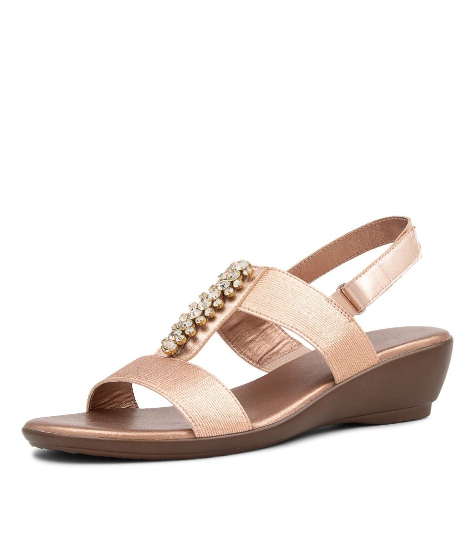 Police Rose Gold Elastic Leather Sandals