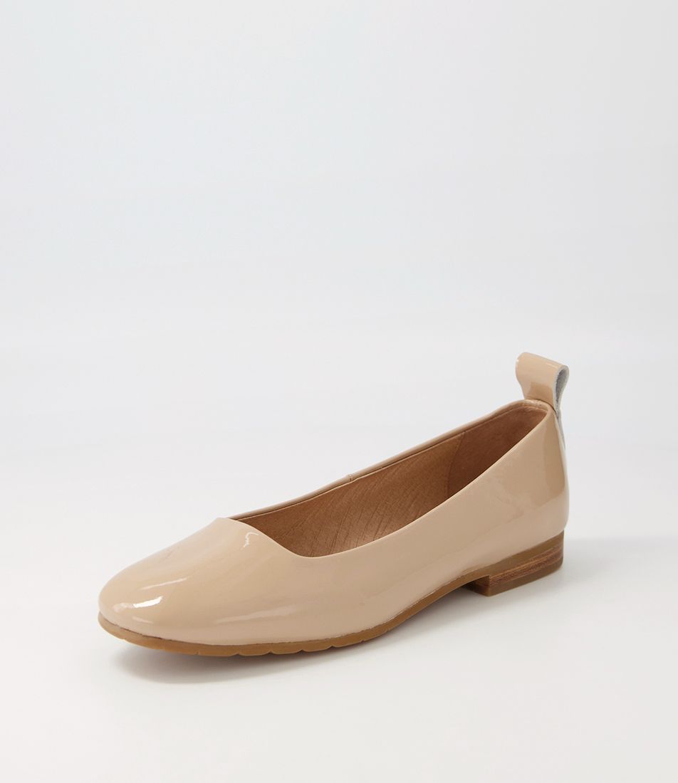 Murlena Camel Patent Leather Ballet Flats