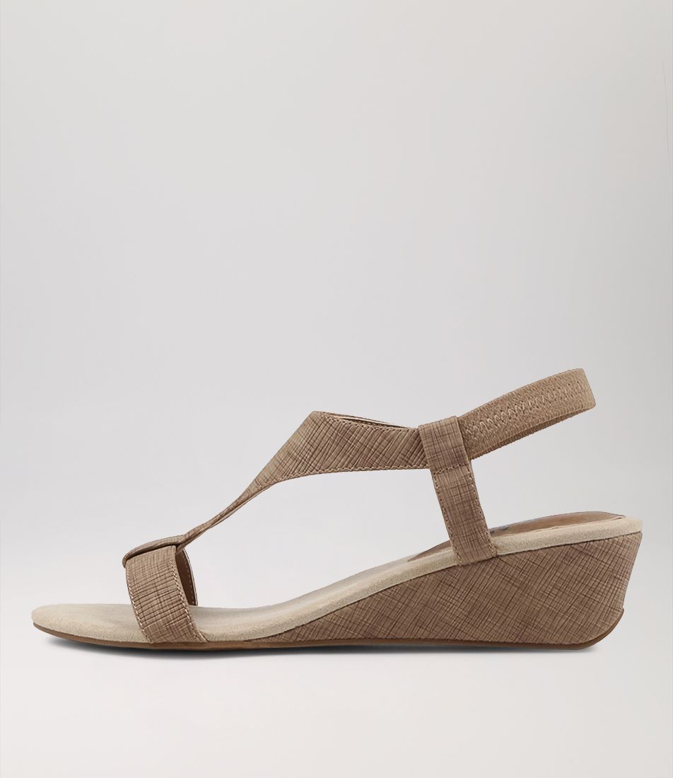 Bunro Taupe Grid Sandals