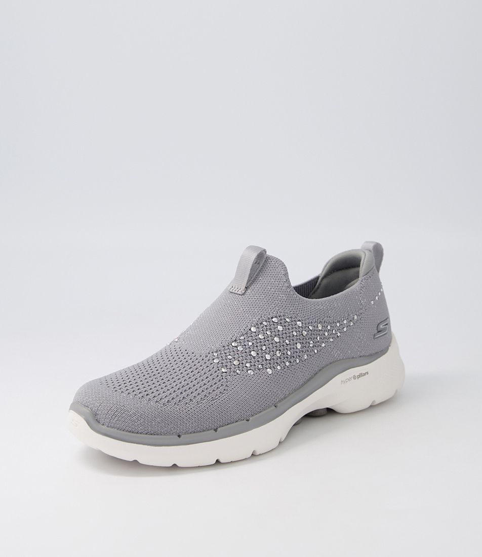 Go Walk 6 Grey Textile Sneakers