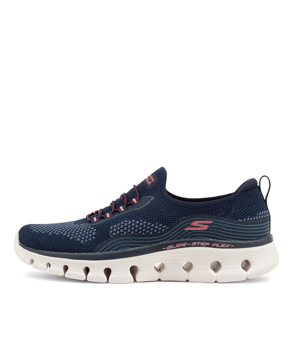 Go Walk Glide Navy Coral Mesh Sneakers