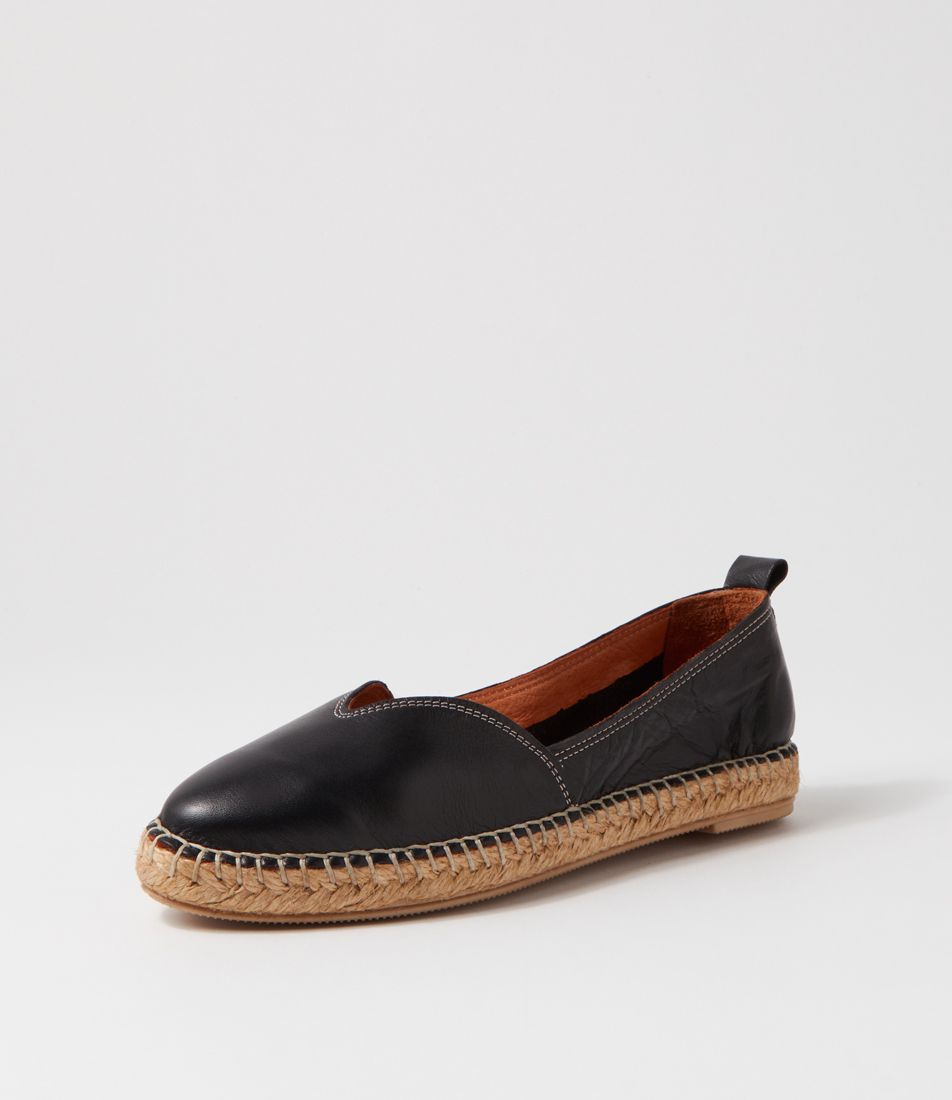 Icon Black Leather Flat Shoes