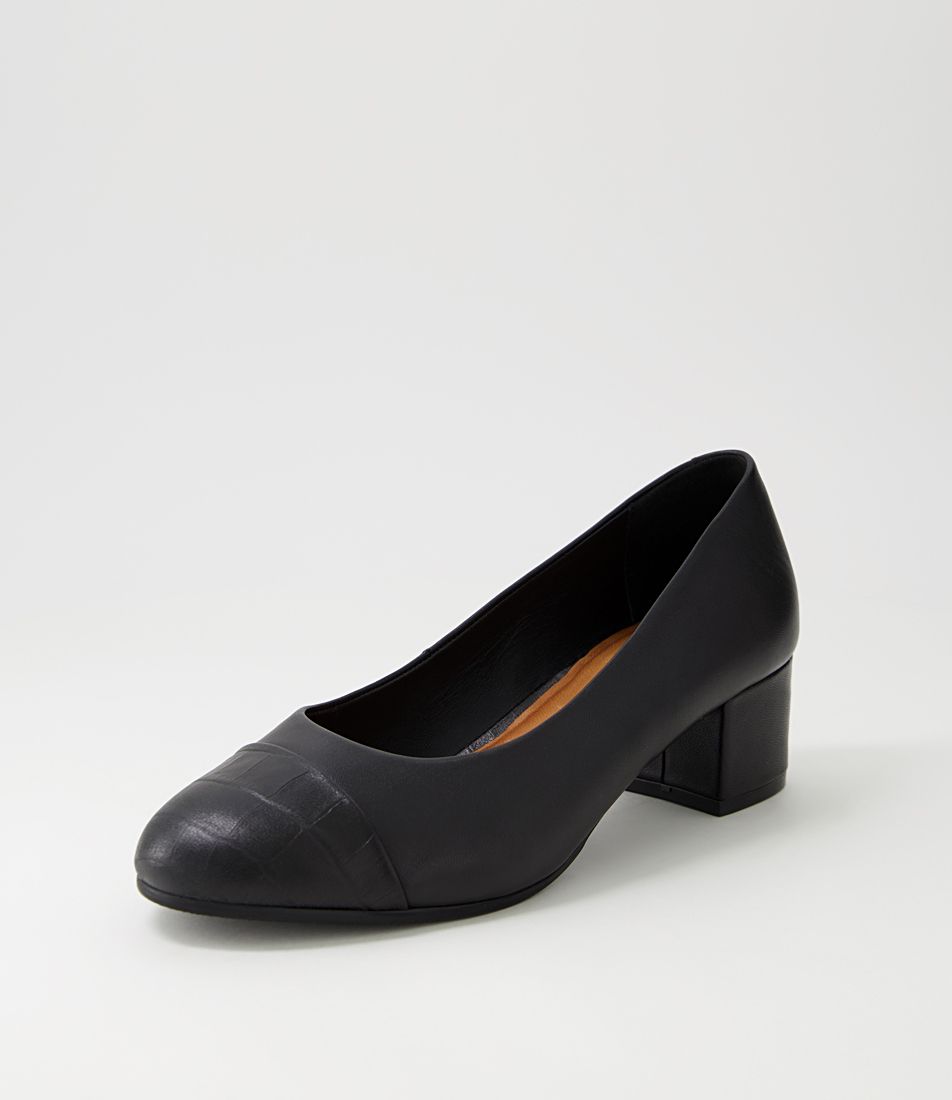 Mass Black Croc Leather Heels