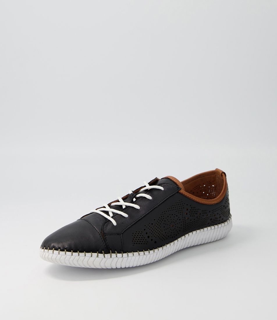 Nareisa Black Tan Leather Sneakers