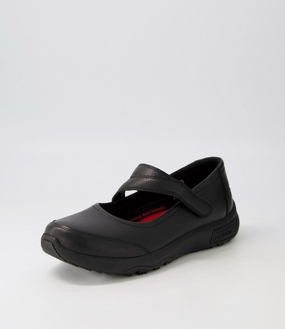 Marinas Black Tumble Leather Flat Shoes