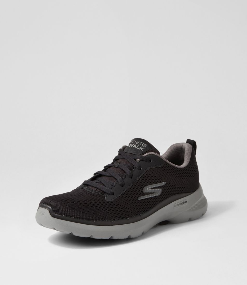 Go Walk 6 A2 Black Grey Mesh Sneakers