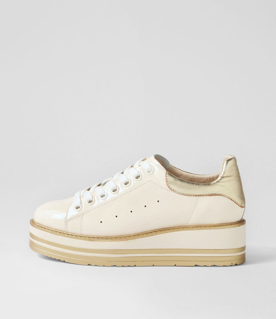 Siobhan Ivory Patent Leather Lace Up Flats