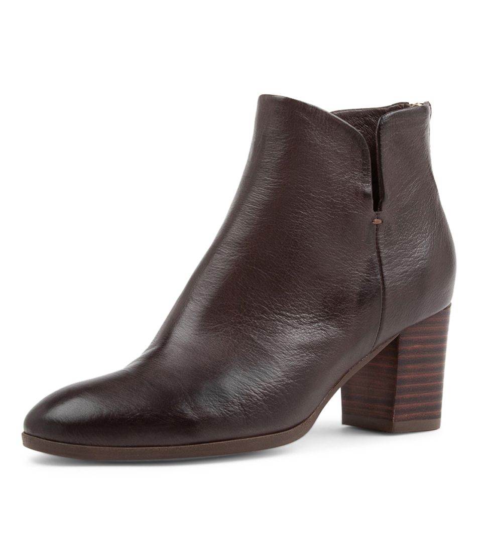 Deitha Choc Leather Ankle Boots DBH