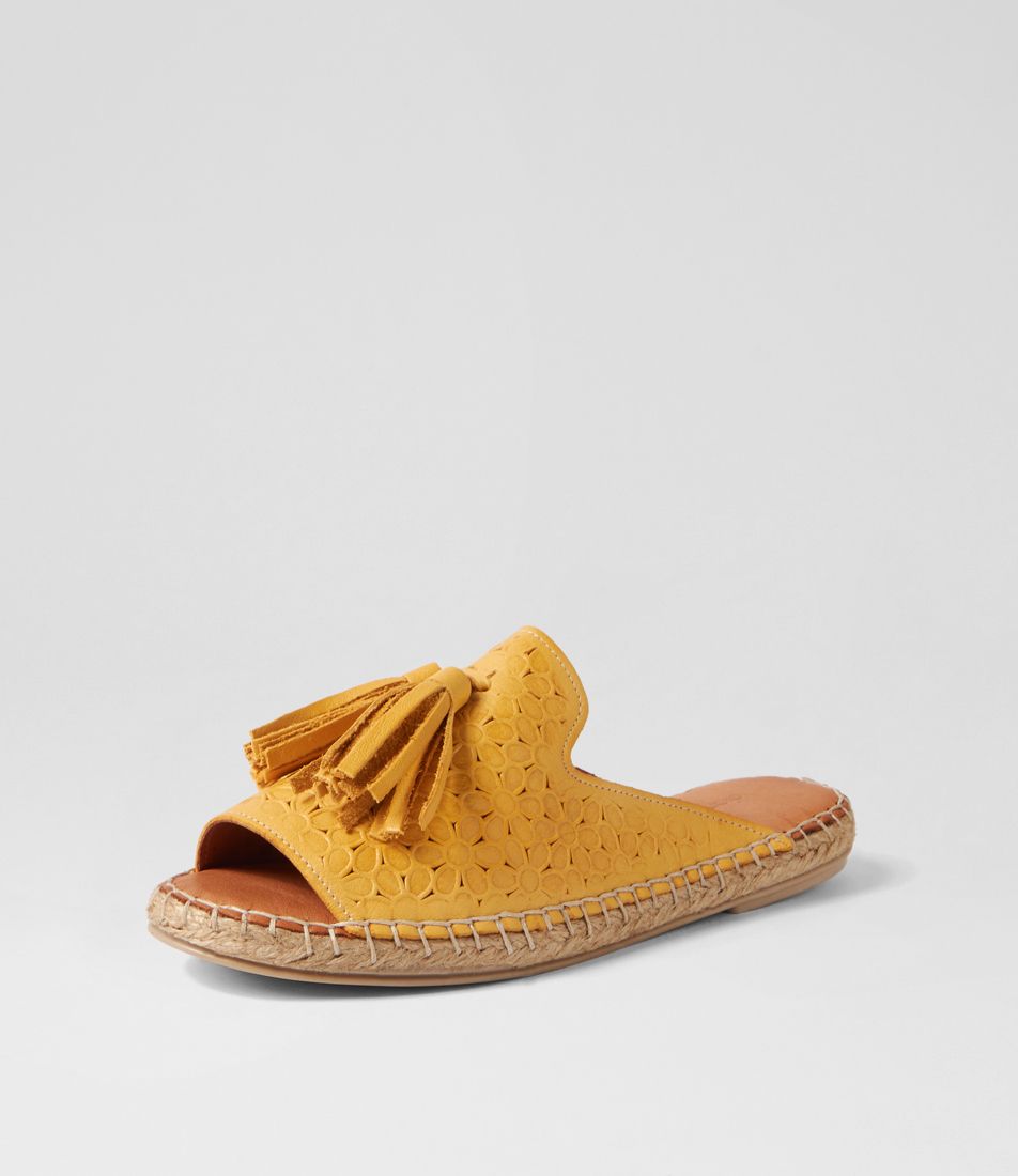 Phinza Yellow Leather Sandals