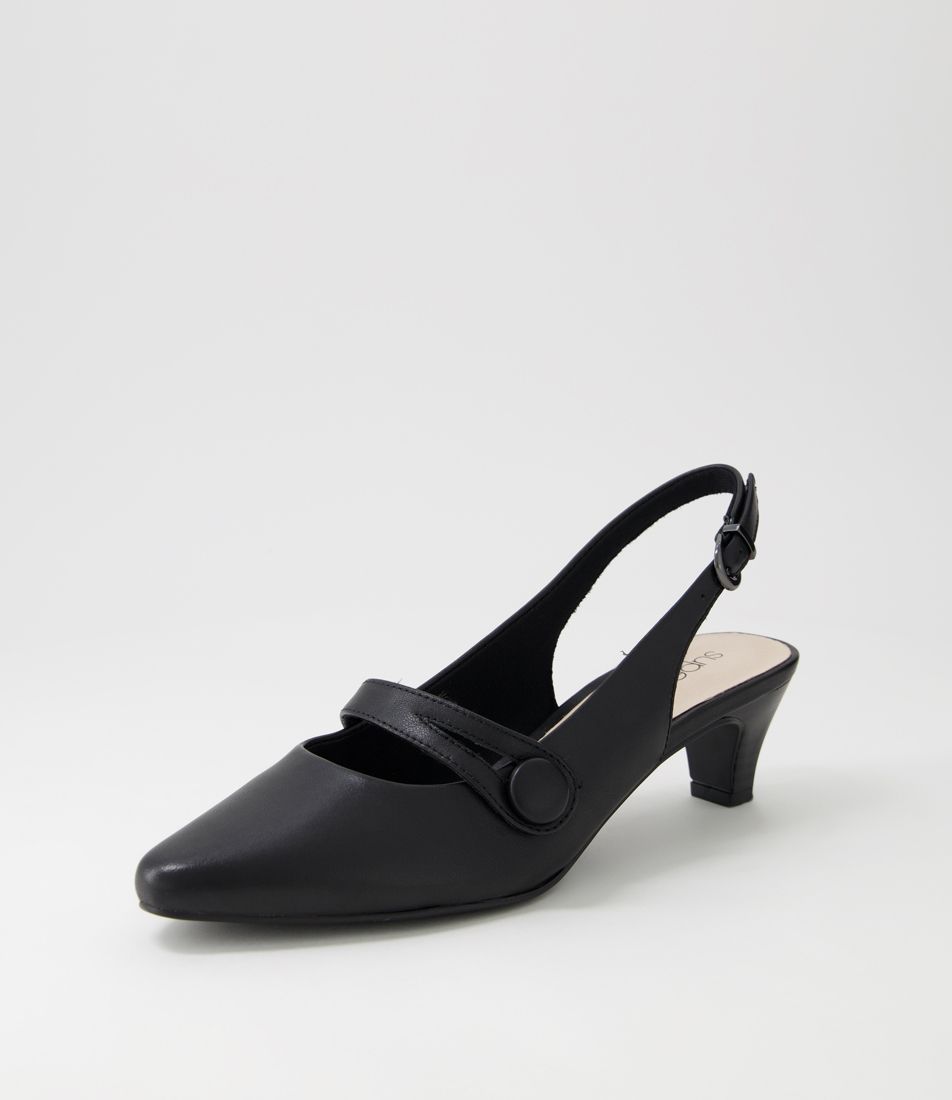 Loniah2 Black Leather Heels