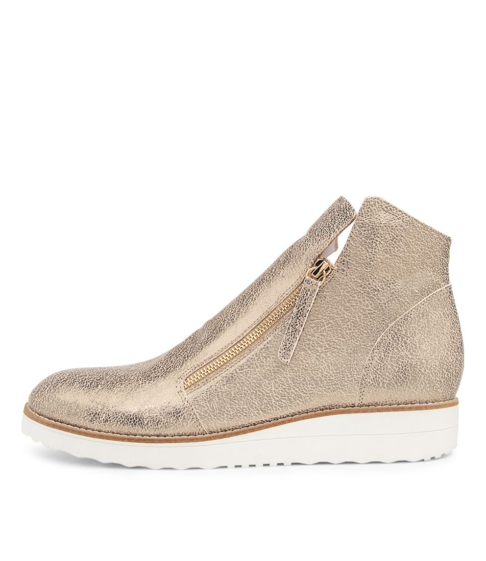 OHMY OLD GOLD LEATHER ANKLE BOOTS