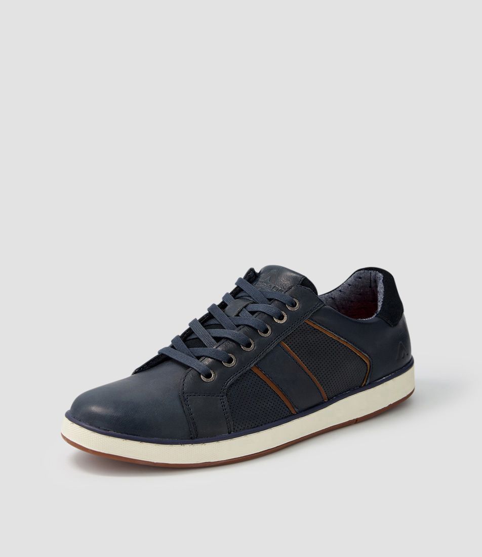 Imp Navy Pull Up Leather Sneakers