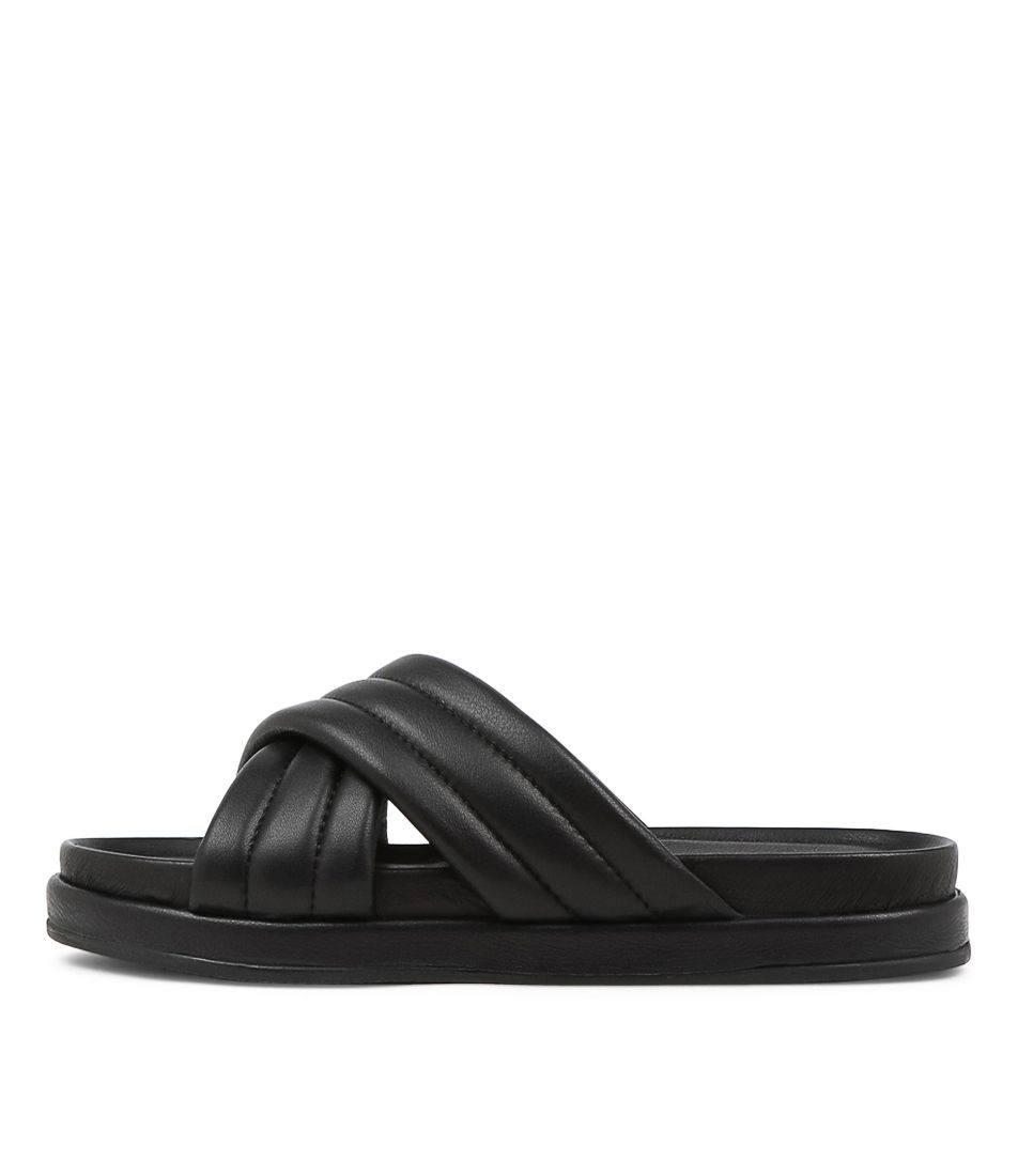 Margo Black Leather Slides