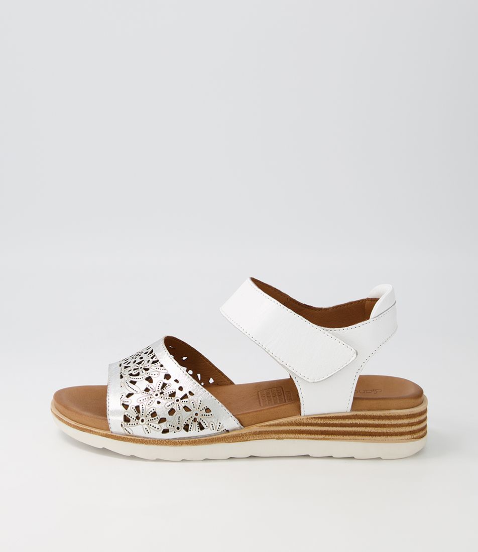 Ispace Silver White Leather Sandals
