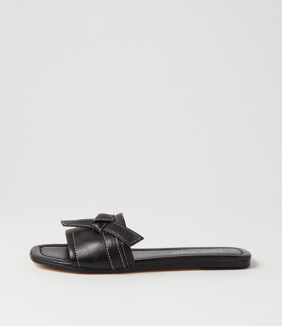 Langela Black Leather Slides