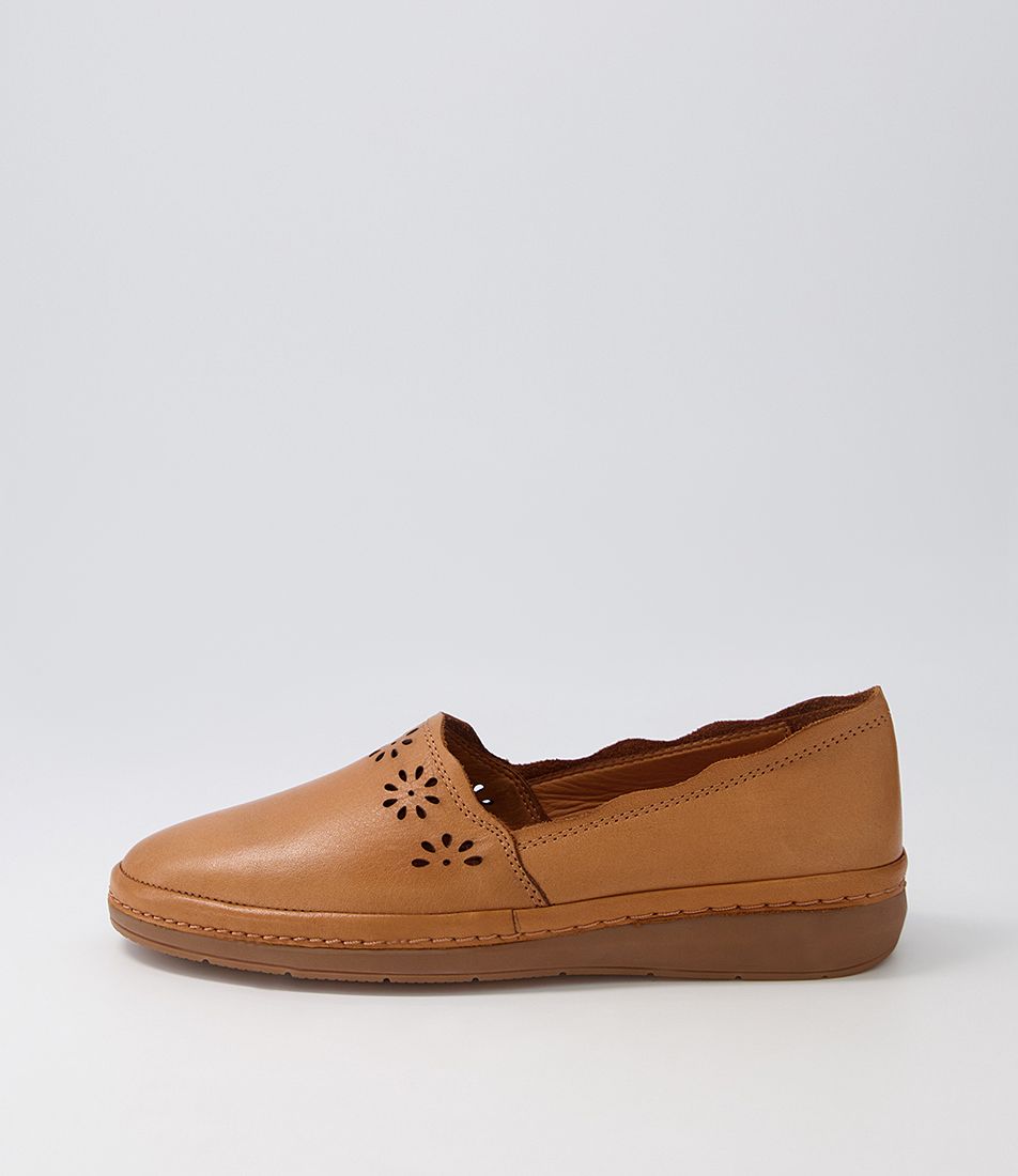 Marylee Tan Leather Flat Shoes