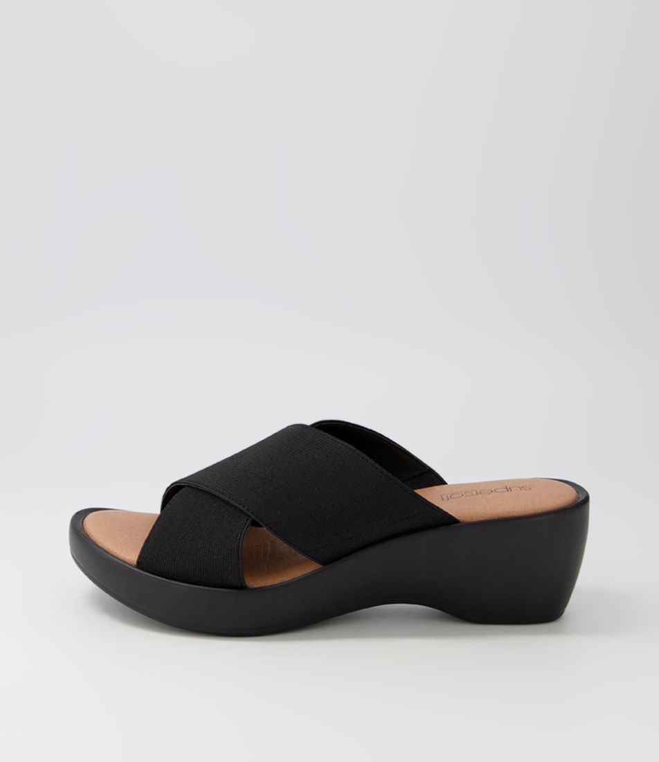 Bubsie Black Elastic Slides