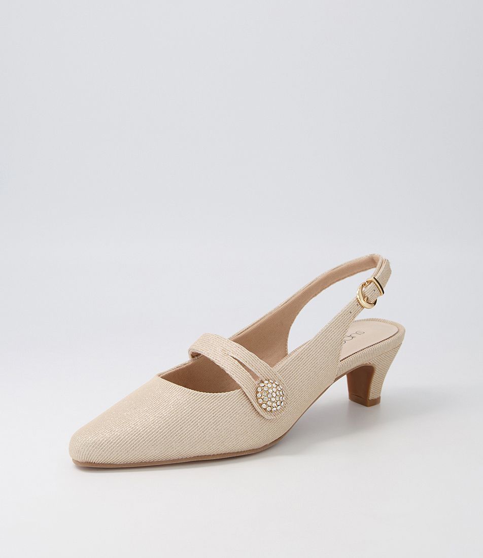 Lisshle2 Platinum Sparkle Fabric Heels