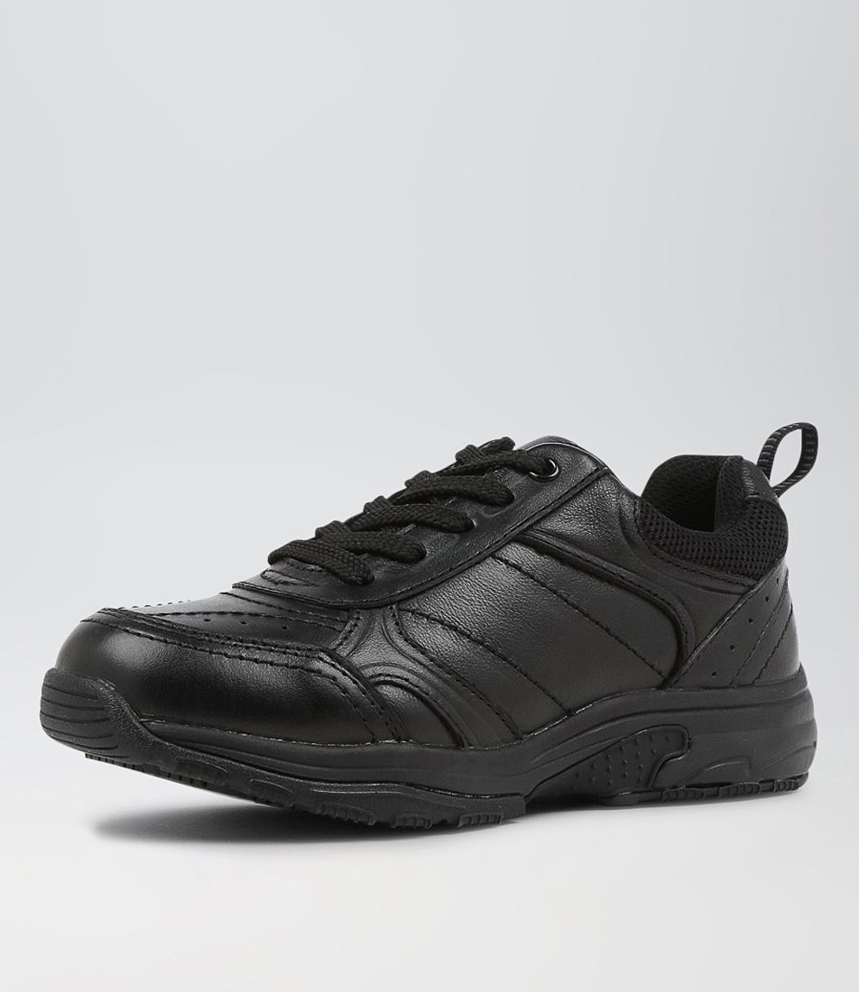 Hype Jnr E Lace Black Leather Sneakers