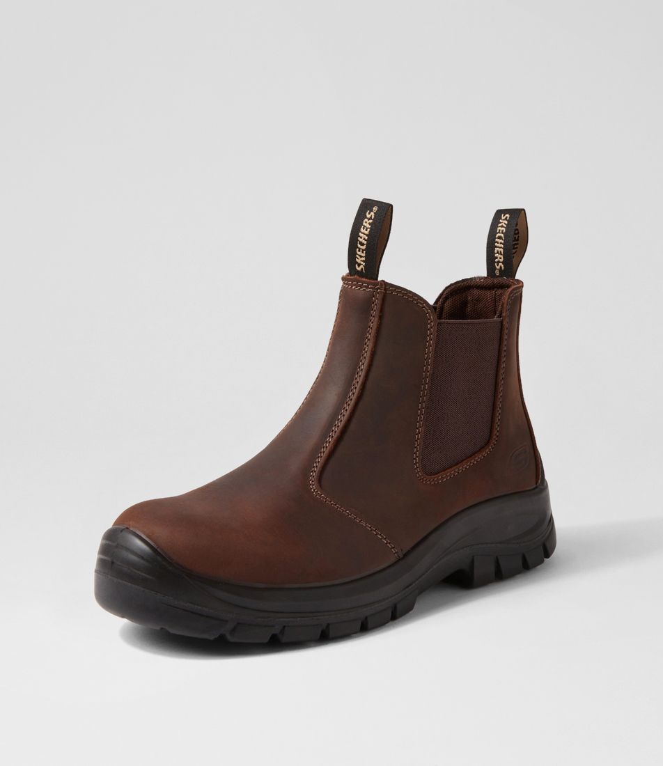 Skx Work Dark Brown Leather Chelsea Boots