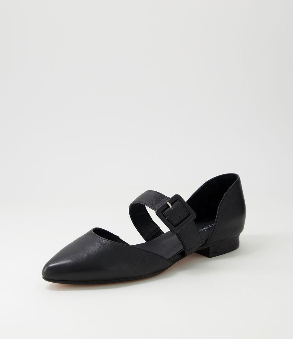Dante Black Leather Flat Shoes