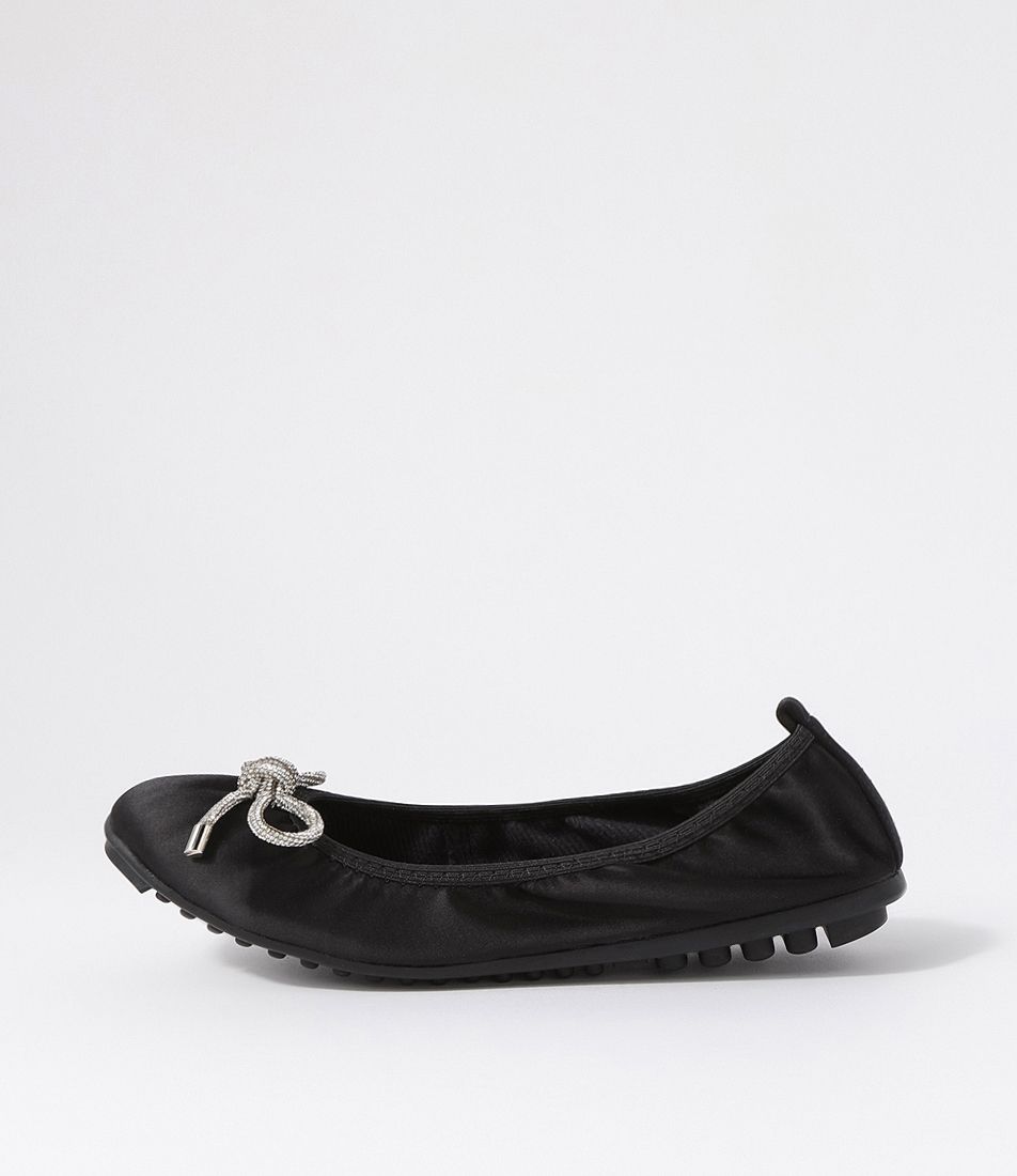 Caulder Black Satin Ballet Flats