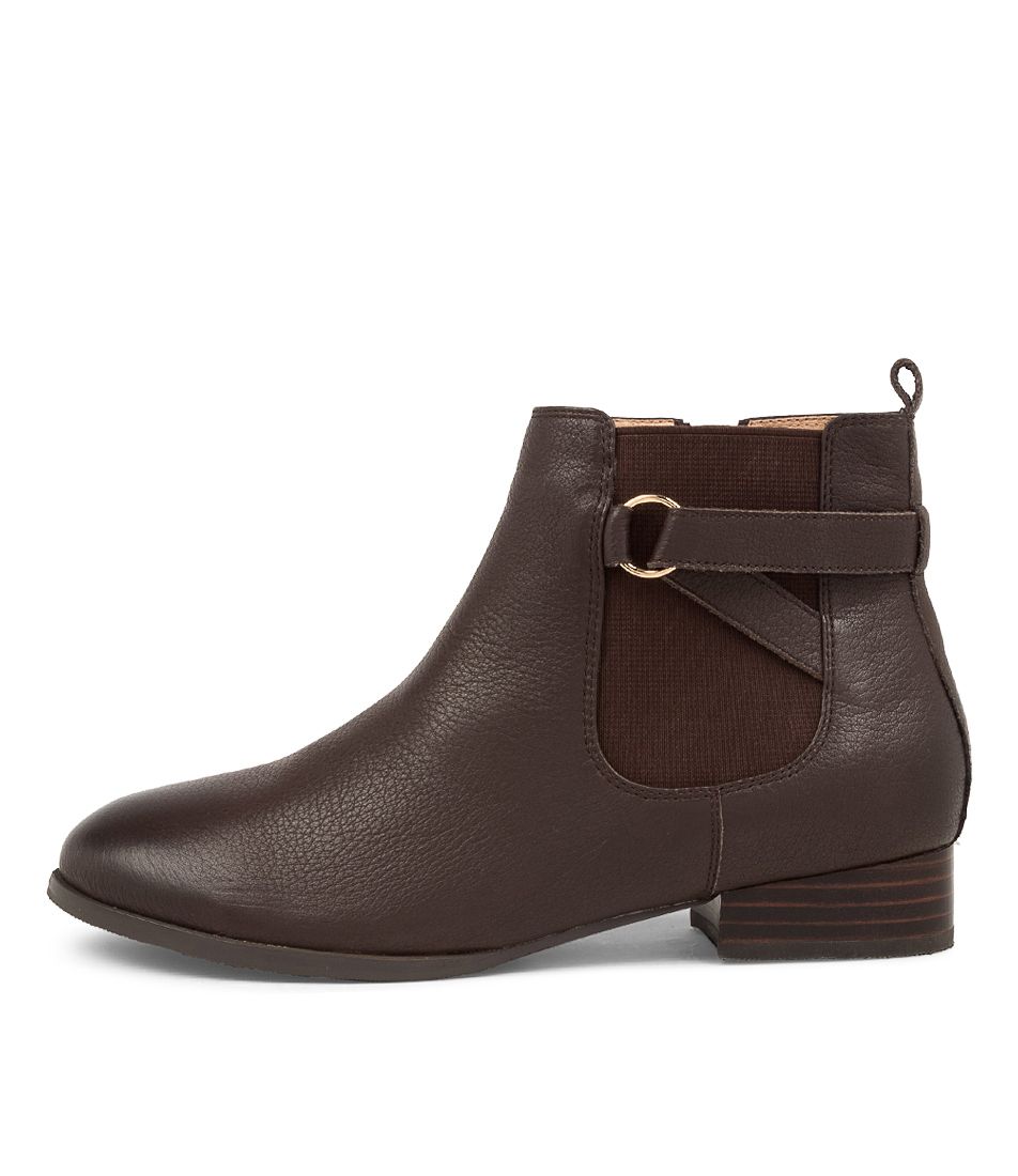 CATHIS CHOC LEATHER ANKLE BOOTS